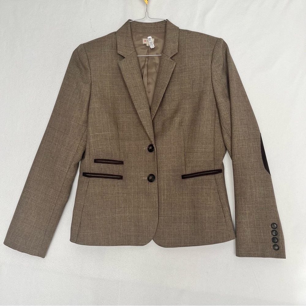 Daniel Cremieux Women's Blazer Plaid Elbow Patch Brown Preppy Tailored Cozy Sz 8 - Picture 15 of 15